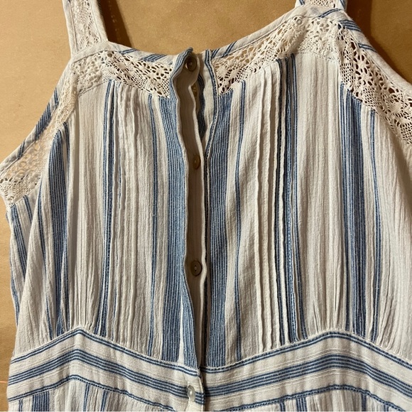 LoveShackFancy | Eve Striped Midi Dress Button Front Lace Pleated Dress Size S - Picture 6 of 16